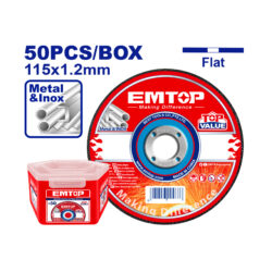 0015291_1 EMTOP CAJA DE 50 DISCOS DE CORTE ABRASIVO PARA METAL 4-1/2" X 1.2 MM PLANO EACD211550