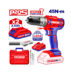 EMTOP TALADRO INALAMBRICO 3/8" 20V FUNCION IMPACTO 45NM ULCIDL6200128 (INCLUYE CARGADOR 2 BATERIAS 2AH)