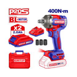 0016363_1 EMTOP LLAVE DE IMPACTO 1/2" INALAMBRICA 20V 400NM (INCLUYE CARGADOR Y 2 BATERIAS 2.0AH) ULCIWL2040