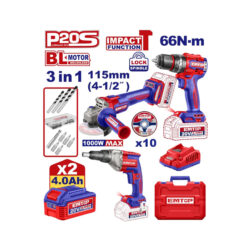 0017326_1 EMTOP COMBO INALAMBRICO TALADRO-ESMERILADORA-ATORNILLADOR GYPSUM CARGADOR + 2 BATERIAS 20V 2.0Ah CON ACCESORIOS ULCK2506231