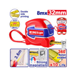 EMTOP CINTA METRICA DE ACERO 8 METROS (32 MM) PUNTA MAGNETICA EMTP80832